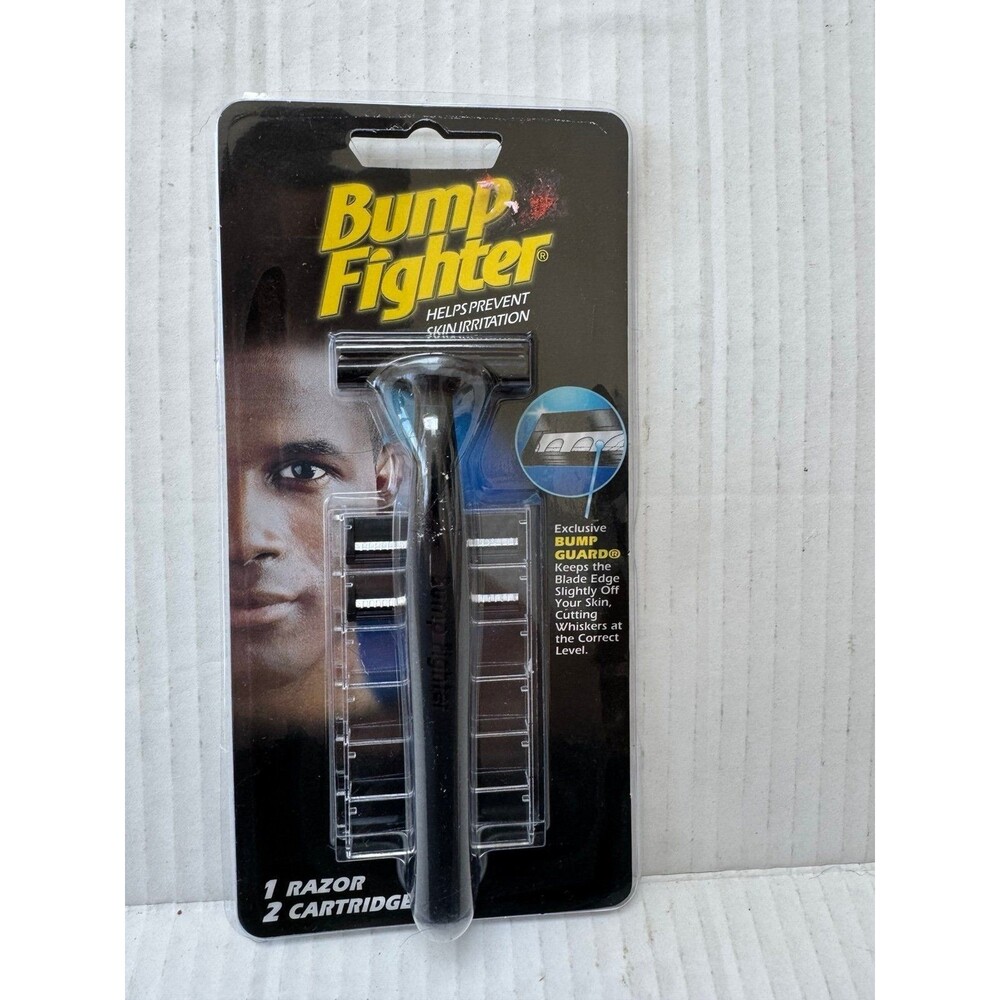 Vintage NEW Bump Fighter Razor Handle w/ 2 Cartridges DISCONTINUED Bump Guard